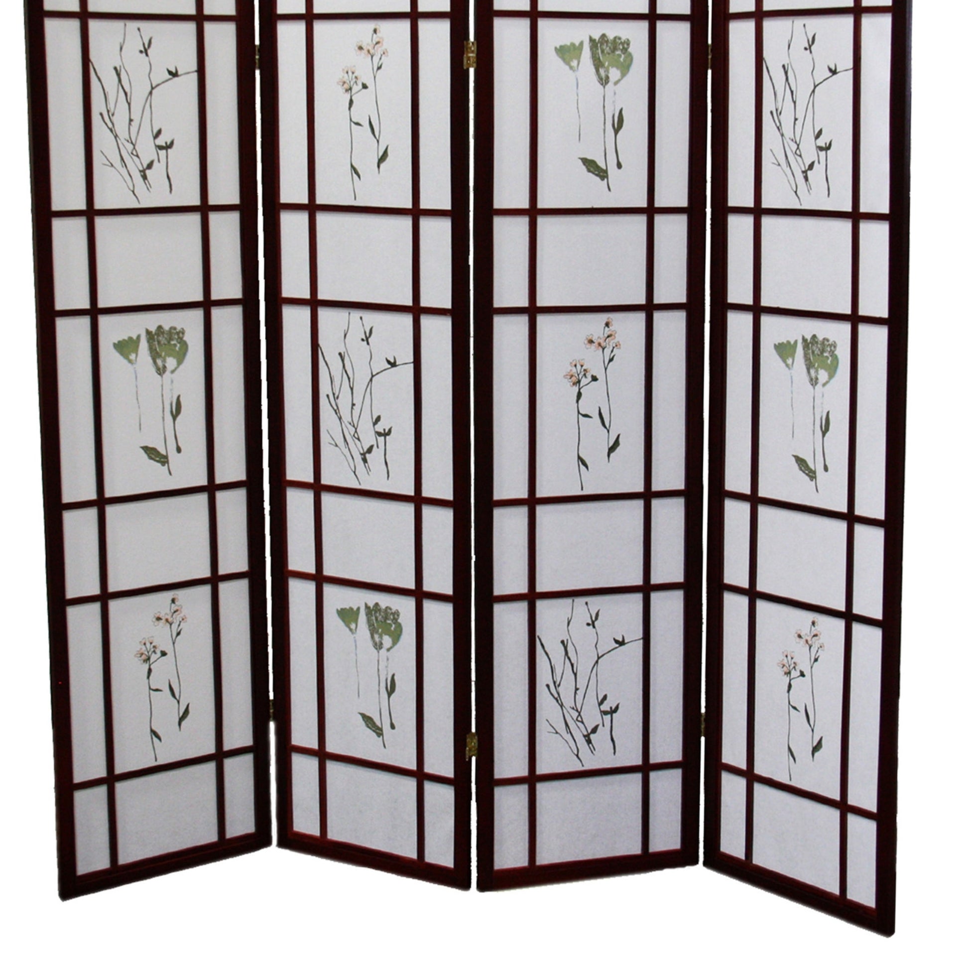 70" Tall 4 Panel Screen Room Divider "Shoji", Cherry Cherry Wood