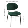 Dark Green Boucle Fabric Dining Chairs Set Of 4,Modern Dining Room Chairs With Black Metal Legs, Armless Kitchen Chair For Dining Room, Living Room Metal Plaid Dark Green Dining Room Powder Coated Foam Dry Clean Modern Dining Chairs Solid Back Foam