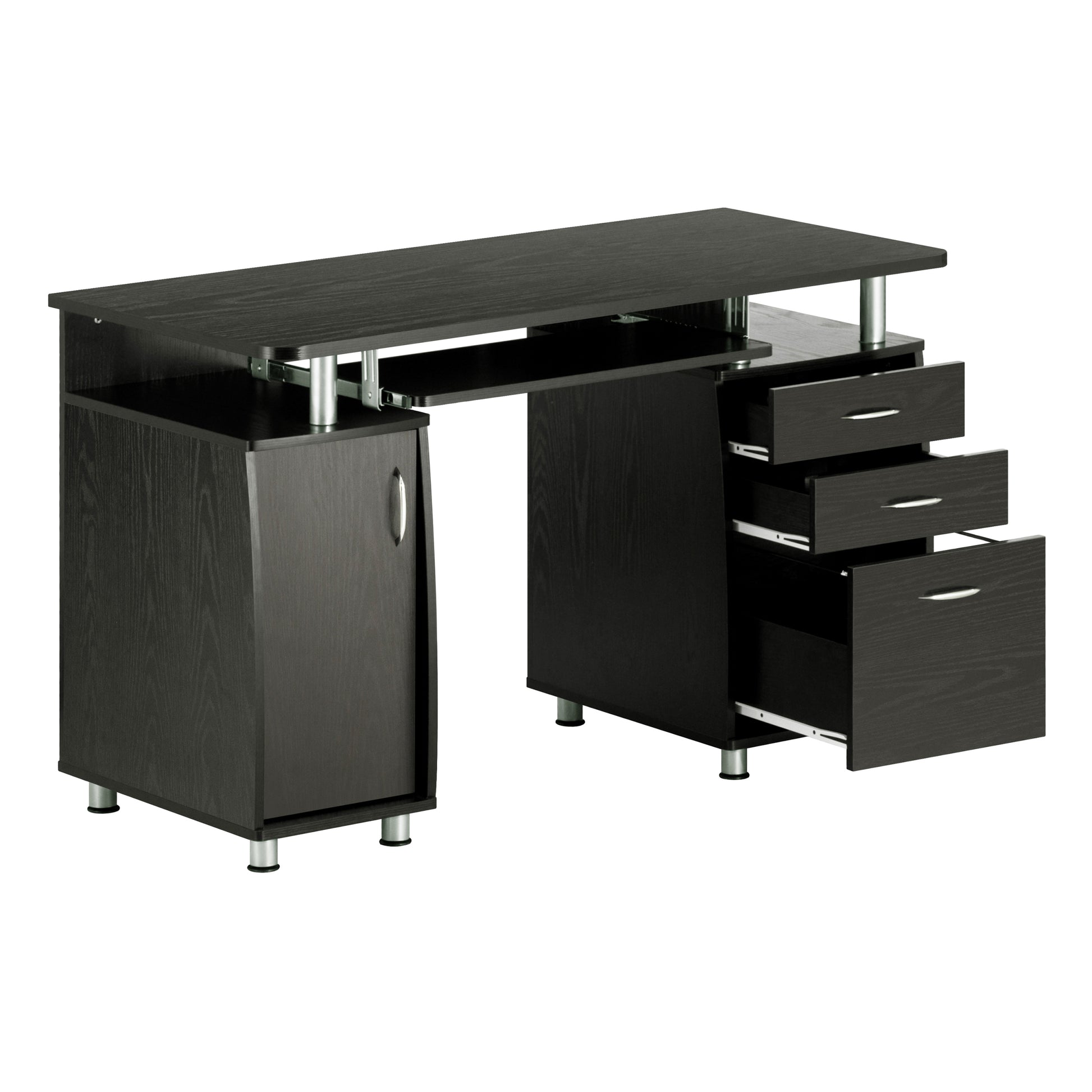 Techni Mobili Complete Workstation Computer Desk With Storage, Espresso Espresso Computer Desk Office Modern Rectangular Rectangular Mdf