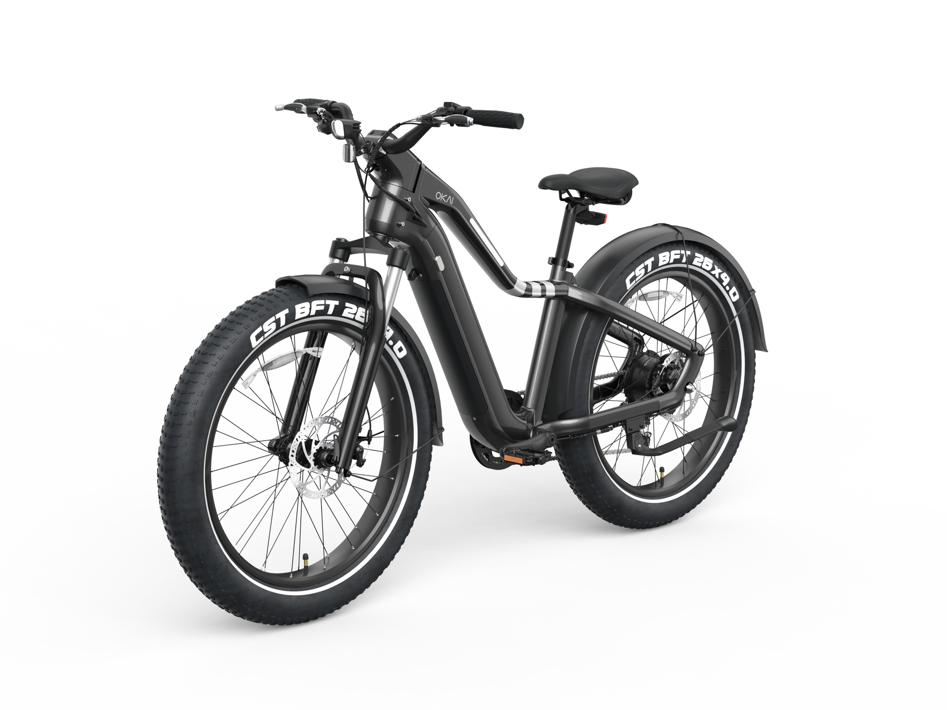 26" Step Over Electric Mountain Bike Black Black Aluminum