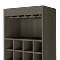 Kava Bar Cabinet, Concealable Serving Tray, Sixteen Built In Wine Rack, One Shelf, Double Door Smokey Oak Smoke Grey Particle Board Particle Board