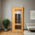 Hemlock One Person Far Infrared Roof Embedded Indoor Sauna Room Natural Wood Metal & Wood