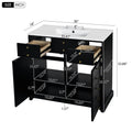 36'' Bathroom Vanity With Resin Sink Combo, Solid Wood Frame Bathroom Storage Cabinet, Freestanding Vanity Set With 2 Drawers& Soft Closing Doors, Black Black Bathroom Solid Wood Mdf Resin