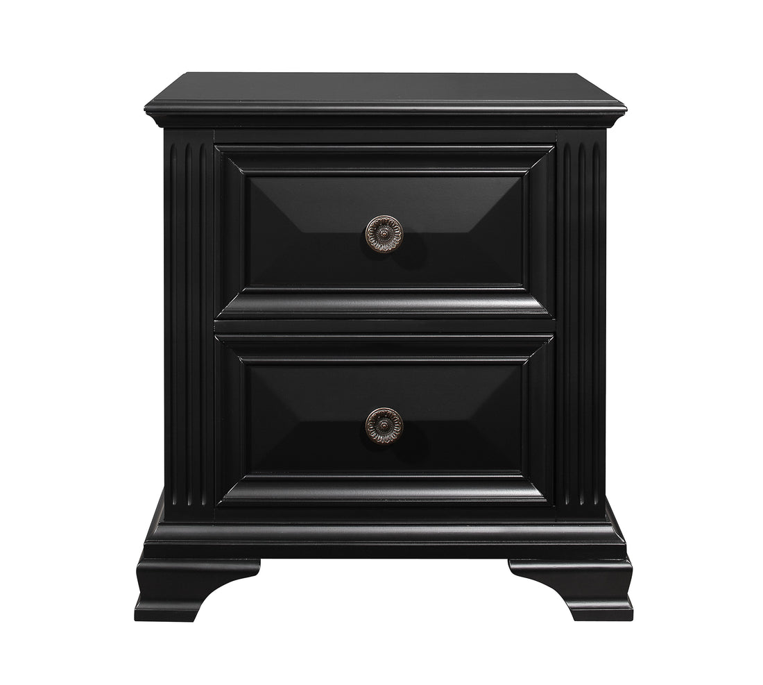 Rex Black Nightstand Black Solid Wood Mdf