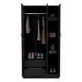 Ohio Armoire Wardrobe With 3 Doors, 2 Drawers, And 4 Tier Shelves Black Black Particle Board