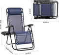 2 Set Zero Gravity Chairs Patio Portable Reclining Folding Lounge Chair Beach Camping Chairs With Pillow And Cup Holder Trays For Garden, Poolside, Blue Blue Steel