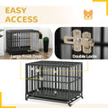 Pawhut Heavy Duty Dog Crate Metal Kennel And Cage Dog Playpen With Lockable Wheels, Slide Out Tray And Anti Pinching Floor, 45