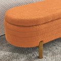 Ottoman Oval Storage Bench,Rubber Wood Leg,Orange 46.