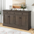 Retro Style Sideboard With Extra Large Storage Space With Three Drawers And Two Compartments For Living Room And Dining Room Taupe Taupe Solid Wood Mdf