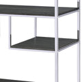 Rustic Grey Oak And Chrome 8 Shelf Bookshelf 7 Grey,Rustic Etagere Horizontal Primary Living Space Open Back Wood Oak Adjustable Shelves Wood Metal