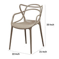 Yuva 22 Inch Armchair, Set Of 4, Intricate Design, Curved Seat, Gray Polypropylene Gray Polypropylene