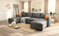 Modern Large Sectional Sofa, U Shape Modular Sectional Couch With Storage Function,123