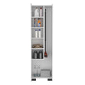 Lake Broom Cabinet Slim Design Storage Solution With Inner Shelves And Side Broom Hangers White White Particle Board