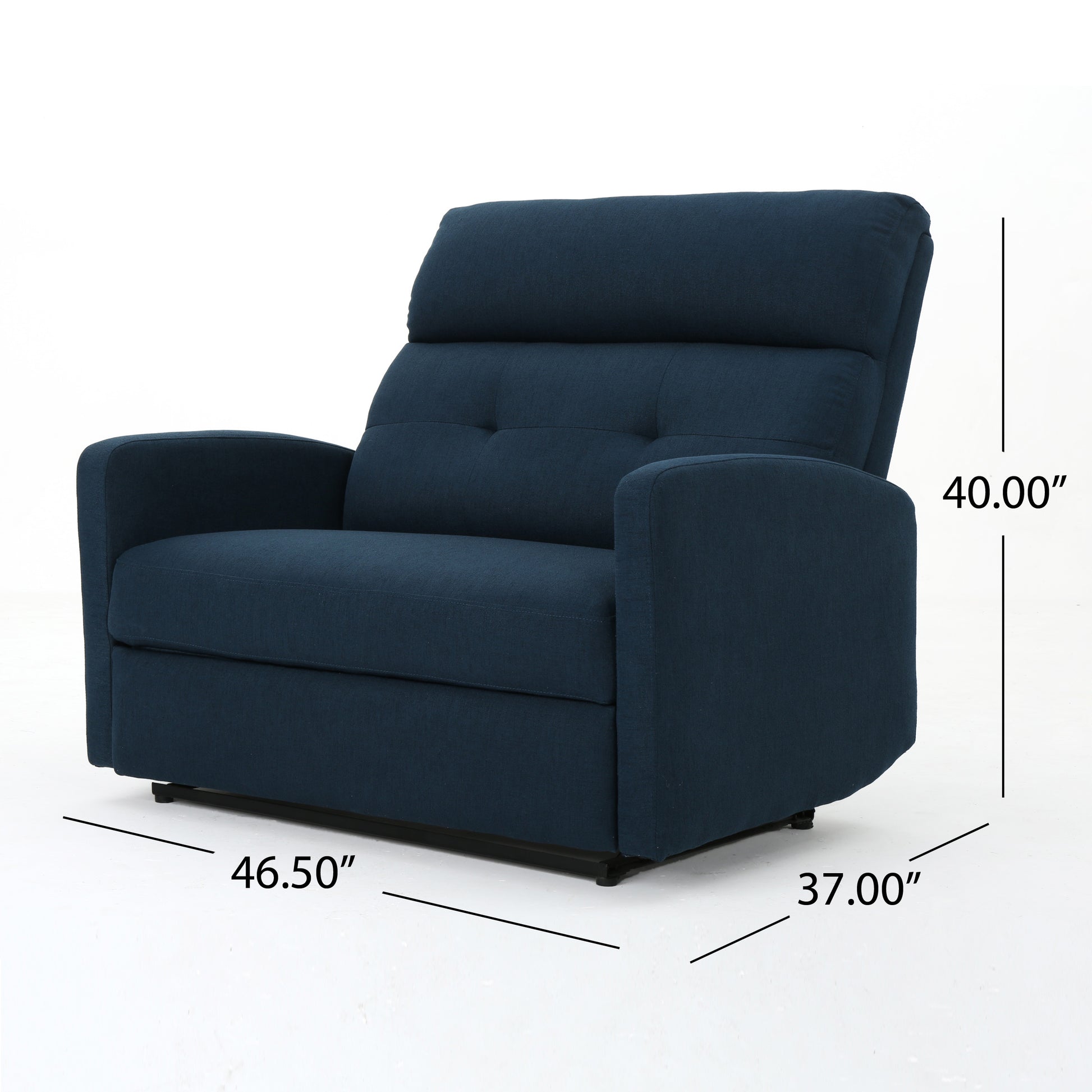 Recliner Chair Double Seats Navy Blue Fabric