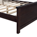 Farmhouse Wooden Platform Queen Size Bed With Curl Design Headboard And Footboard For Teenager, Espresso Queen Espresso Pine