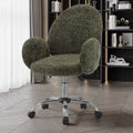 Ytt Rotating Office Chair With High Backrest Armrest, Wide Seat Round Armrest Office Chair With Wheels, Suitable For Living Room, Bedroom, Lounge, Home Office Green Linen