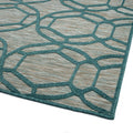 Contemporary, Transitional, Geometric, Textured, High Low Cut & Loop 2' X 6' Runner Teal Polypropylene