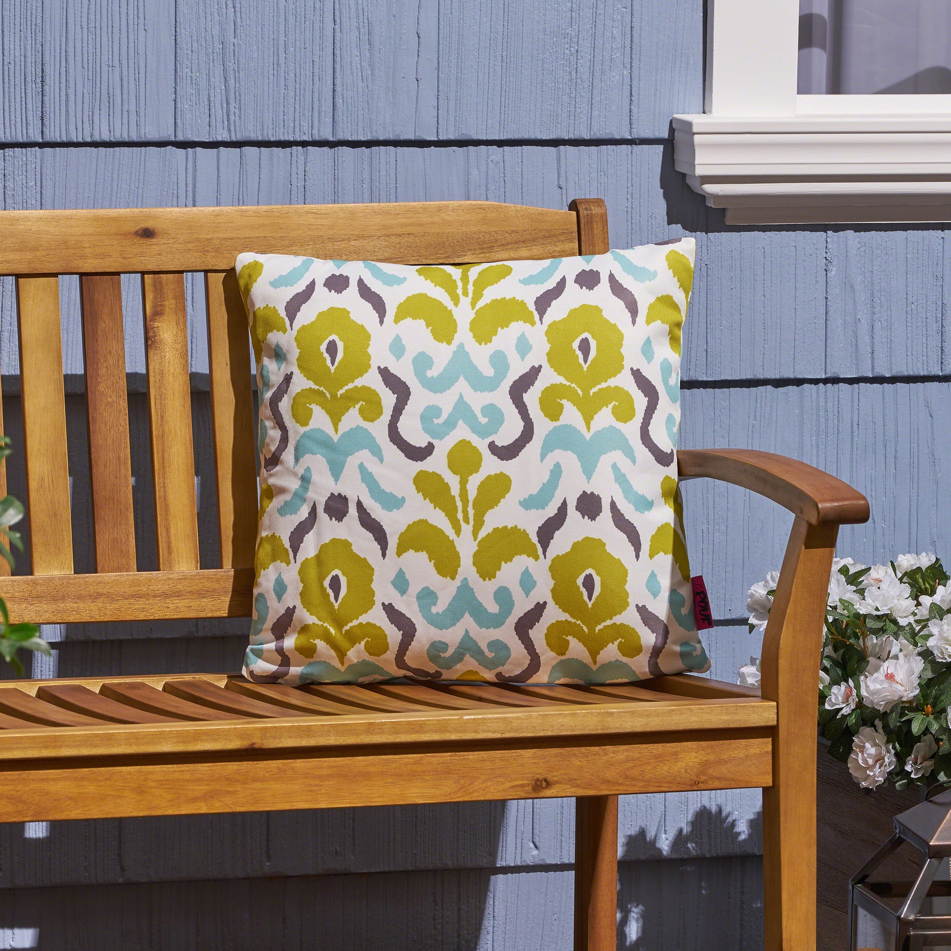 Yellow Flower Outdoor Square Pillow Multi Fabric