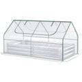 Outsunny 6' X 3' Galvanized Raised Garden Bed With Mini Pvc Greenhouse Cover, Outdoor Metal Planter Box With 2 Roll Up Windows For Growing Flowers, Fruits, Vegetables And Herbs, Silver Silver Pvc