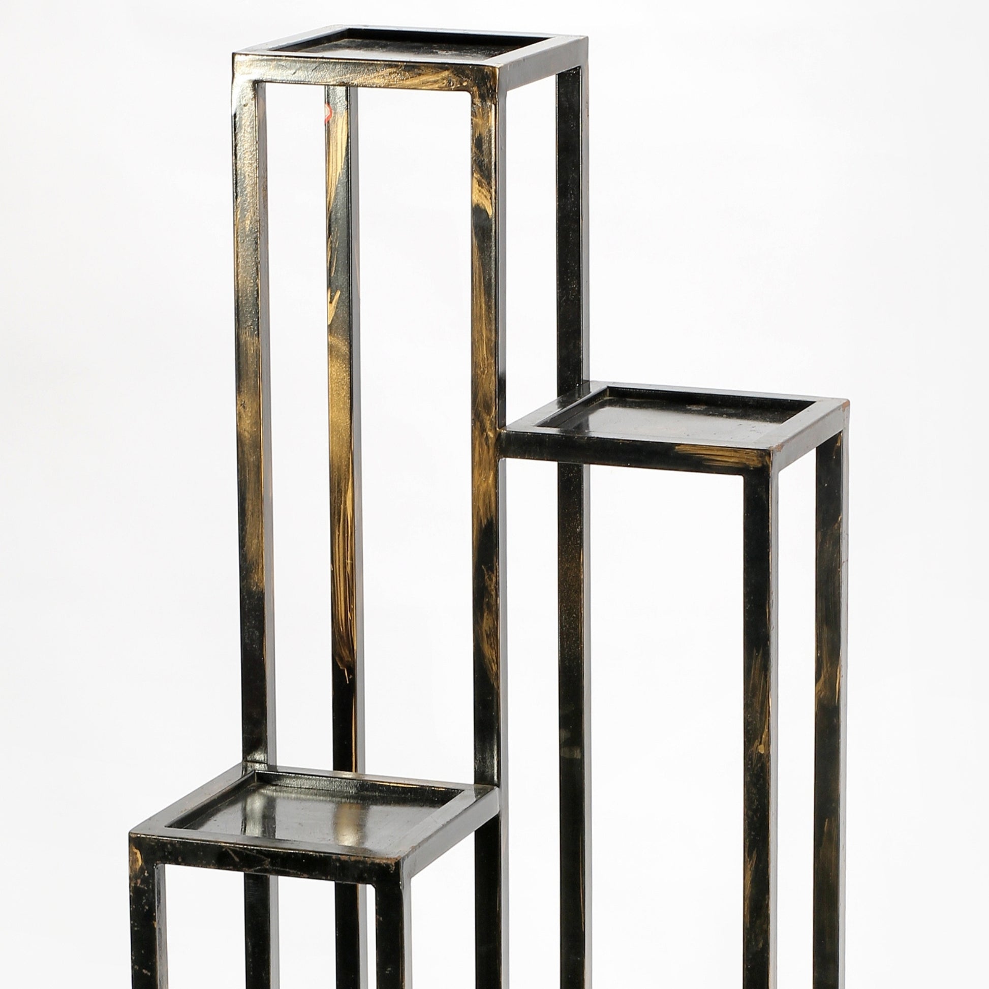 47.25" 4 Tier Black Gold Cast Metal Plant Stand Multicolor Metal