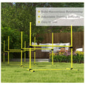 Pawhut 4 Piece Dog Agility Training Equipment For Dog Agility Course With Adjustable Height Jump Bars, Included Carry Bag, & Displacing Top Bar, Yellow Yellow Plastic