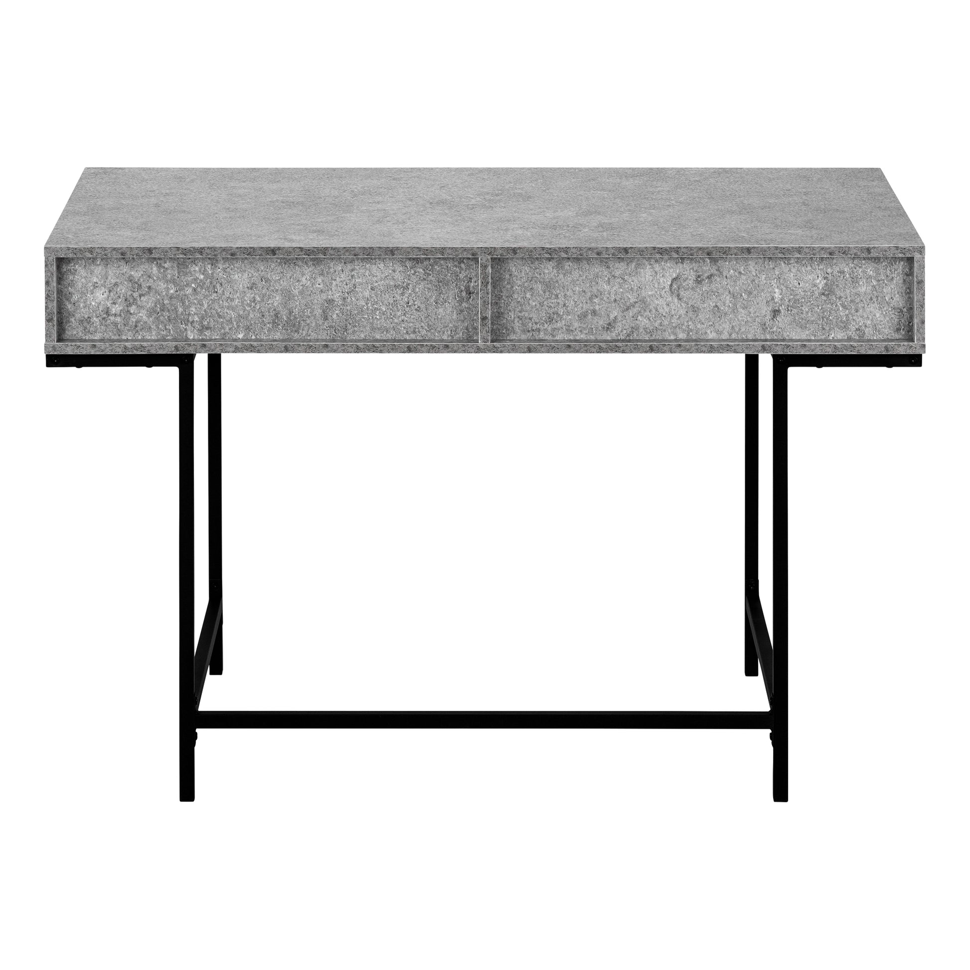 Computer Desk, Home Office, Laptop, Storage Drawers, 48"L, Work, Grey Laminate, Black Metal, Contemporary, Modern Grey Particle Board