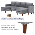 U Shaped Sponge Filled Cushion Combination Sofa, Suitable For Living Rooms, Studies, And Spacious Spaces Gray Polyester 4 Seat