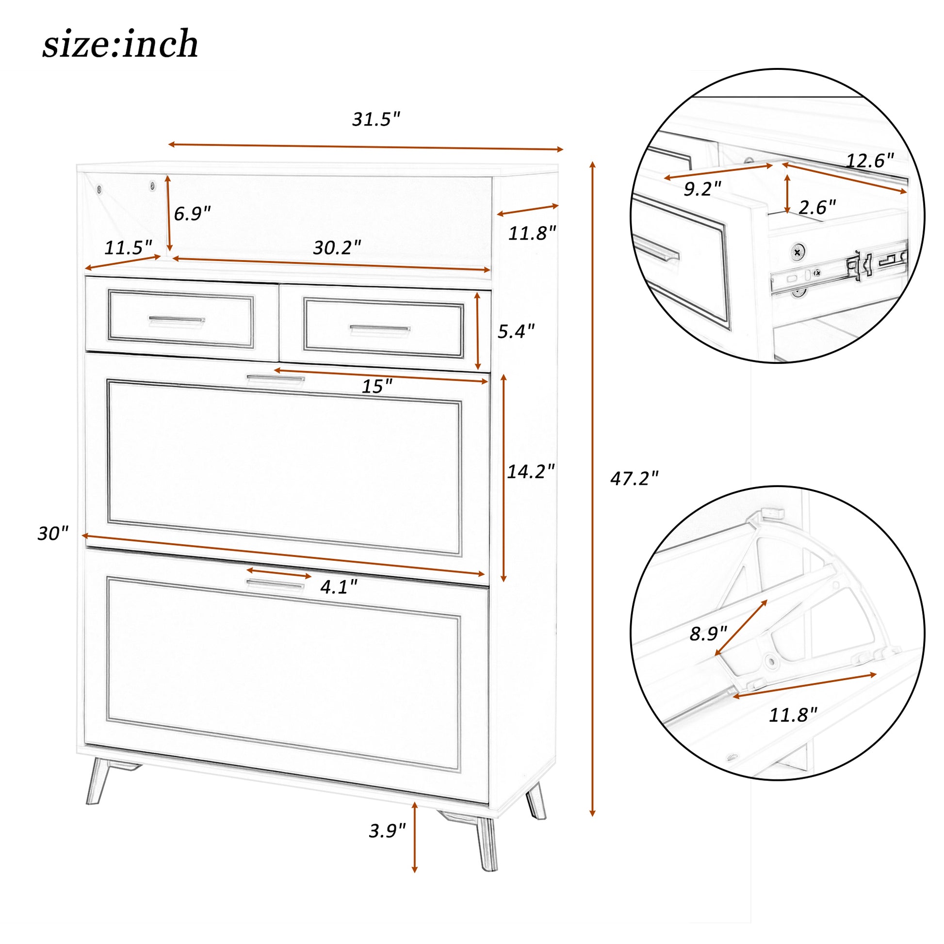 Shoe Cabinet With 2 Flip Drawers, 2 Slide Drawers And 1 Shelf, Modern Free Standing Shoe Rack For Heels,Sneakers, Slippers,Shoe Storage Cabinet For Entryway, Hallway, Living Room, Black Black Mdf