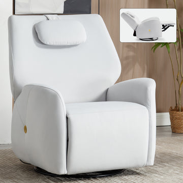 Beige Swivel And Rocker Power Recliner Chair With Lumbar And Neck Support Pillow, Max Swivel Degree 270 , Heavy Duty Motion Mechanism With Usb And Type C Ports Beige Polyester Power Push Button Metal Primary Living Space Medium Firm Tight Back Heavy Duty