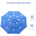 Outsunny 9Ft 3 Tiers Patio Umbrella Outdoor Market Umbrella With Crank, Push Button Tilt For Deck, Backyard And Lawn, Dark Blue Blue Polyester