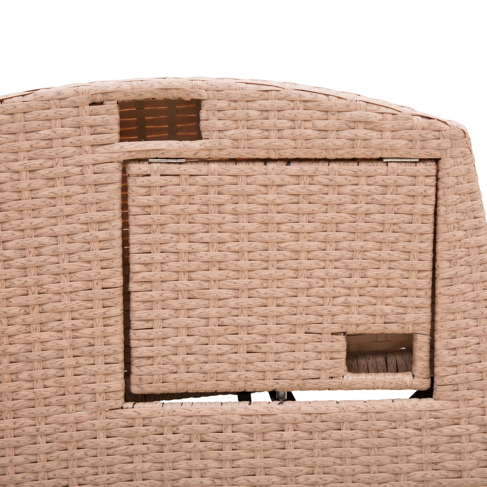 Outsunny Patio Recliner, Outdoor Reclining Chair With Flip Up Side Table, All Weather Wicker Metal Frame Chaise With Footrest, Cushions, Beige Beige Steel