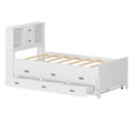 Twin Size Captain Bed With Storage Bookcase Headboard,Captain Bed With Trundle And Three Storage Drawers For Kids Teens Dorm Bedroom Multipurpose Guest Room Or Home, White Box Spring Not Required Twin White Wood Solid Wood Mdf