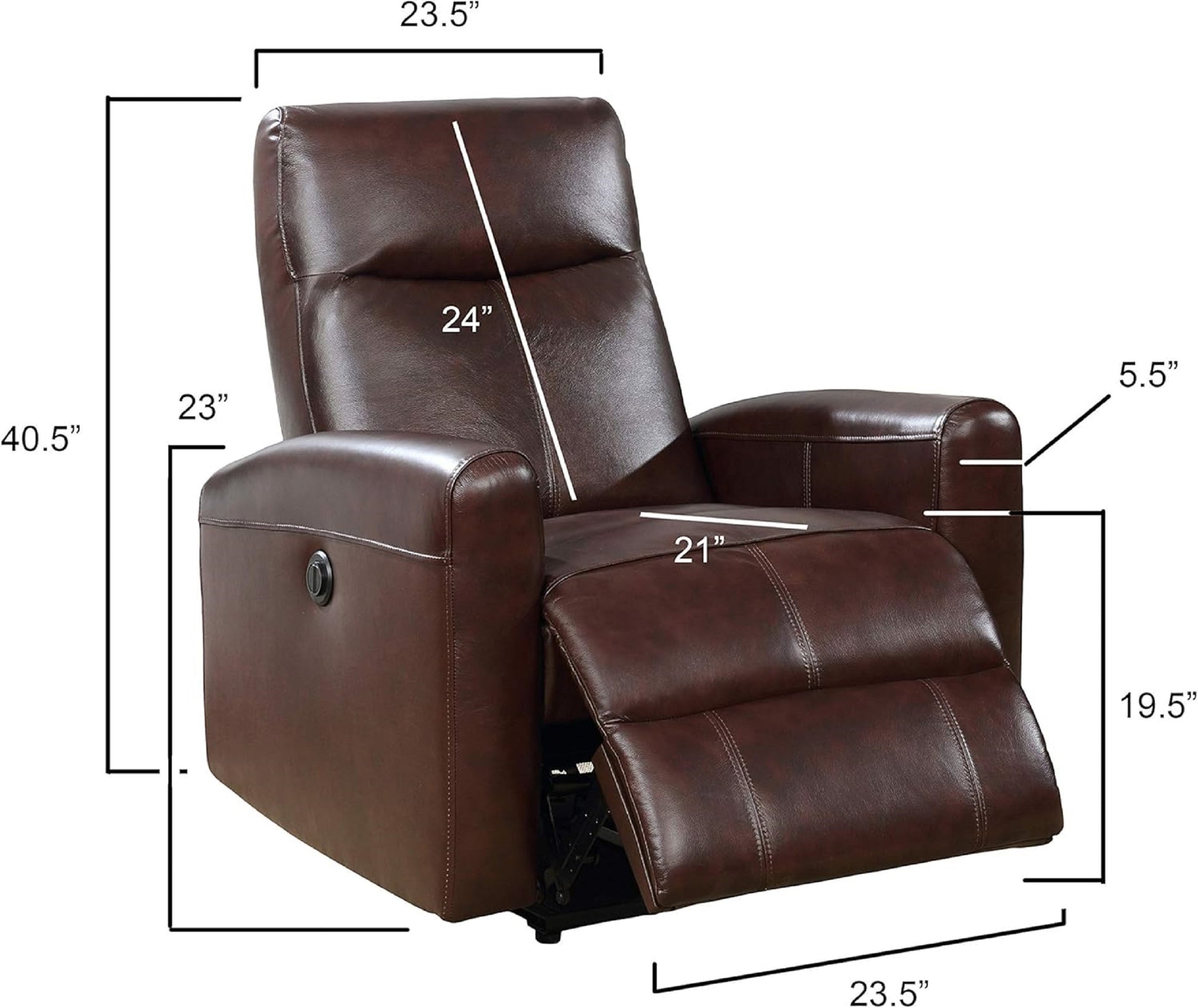 Modern Electric Leather Recliner Chair With Gentle Lower Lumbar Massager For Living Room Home Theater Bedroom Brown 1Pc Brown Wood Primary Living Space Contemporary,Modern Leather