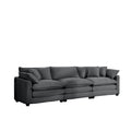 Mid Century Modern Sectional Sofa 3 Seater Sectional Sofa With 2 Arm Pillows And 3 Pillows, Living Room Sectional Grey Corduroy Fabric Grey Corduroy 3 Seat
