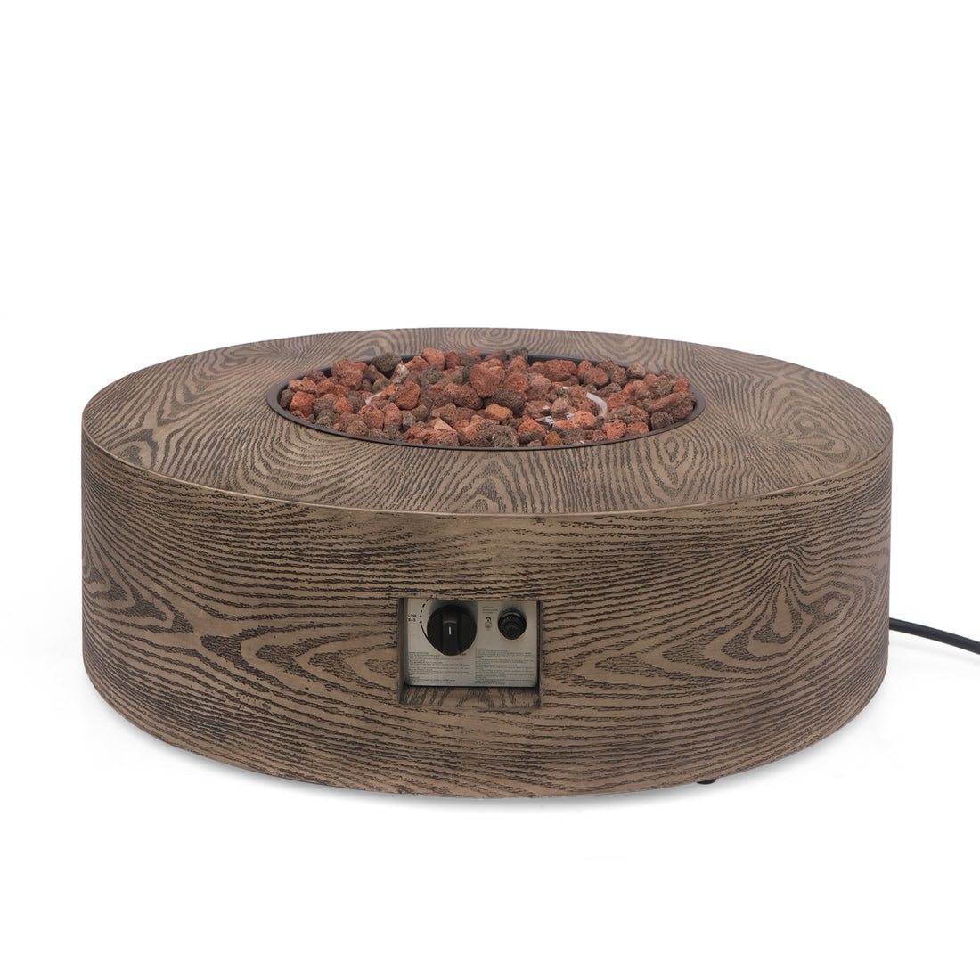 Aidan Round Iron Fire Pit 50,000 Btu Tank Outside Wood Iron