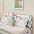 Queen Floating Bed Frame With Led Light And Charging Station Upholstered Platform Bed Frame Queen Size With Headboard And Hidden Storage Space, No Box Spring Needed, Blue Box Spring Not Required Queen Blue Geometry Metal Bedroom Bed Frame Velvet Velvet