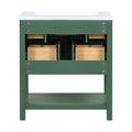 30'' Bathroom Vanity With Resin Sink Combo, Free Standing Single Vanity Set With 5 Drawers, Solid Wood Frame Bathroom Storage Cabinet, Green 4 Green 1 Bathroom Freestanding Modern Solid Wood Mdf Resin Painted