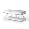 Contemporary Style White 1Pc Coffee Table Lift Top Design High Gloss Finish Chrome Frame Living Room Furniture White Primary Living Space Antique,Classic,Contemporary,Modern,Transitional Drawers Rectangular Coffee & End Tables Steel