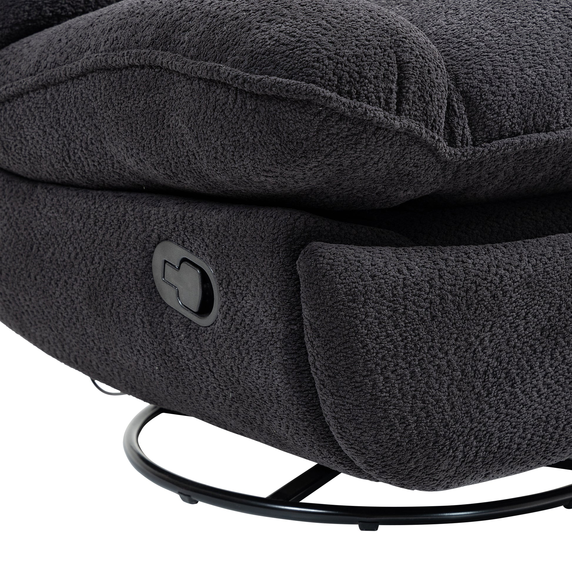 360 Swivel Recliner Adjustable Chair Chenille Glider Swivel Reclining Sofa Chair With Black Metal Round Base Black Black Foam Upholstered