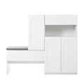 Elegant 2 In 1 Shoe Cabinets With Soft Cushion, Modern Storage Bench With Arched Doors & Rebound Devices, Versatile Shoe Rack Organizer With Adjustable Shelves For Hallway, Living Room, White White