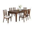 Contemporary Style 7Pc Dining Set Table W 6 Drawers 6X Side Chairs Ladder Back Walnut Finish Kitchen Dining Room Wood Dining Room Solid Wood Rubberwood Rectangular Dining Table With Chair Wood Wood Walnut Ladder Back Seats 6