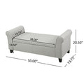 Hayes Armed Storage Bench Light Grey Fabric