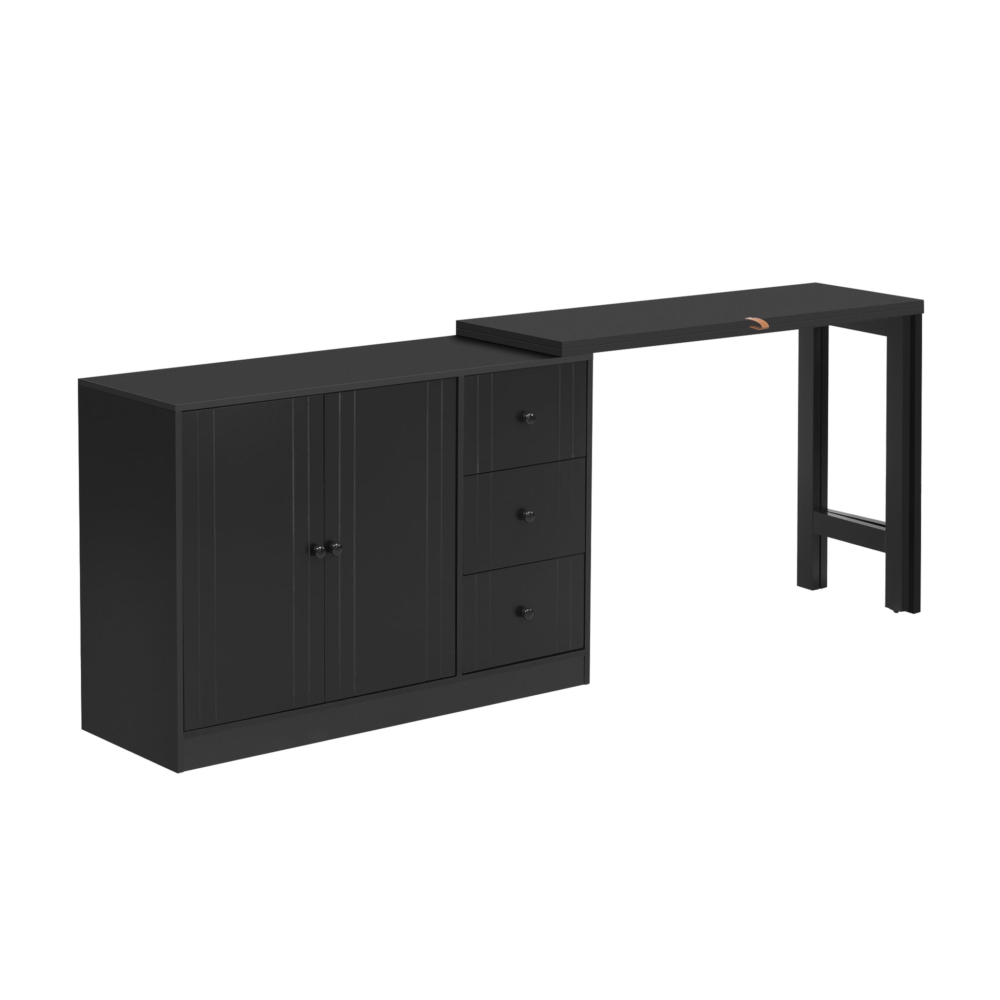 Innovative Sideboard That Effortlessly Converts Into A Dining Table And Adjustable Pull Out Top For Flexible Use,Suitable For Study,Entrance And Living Room Black Primary Living Space American