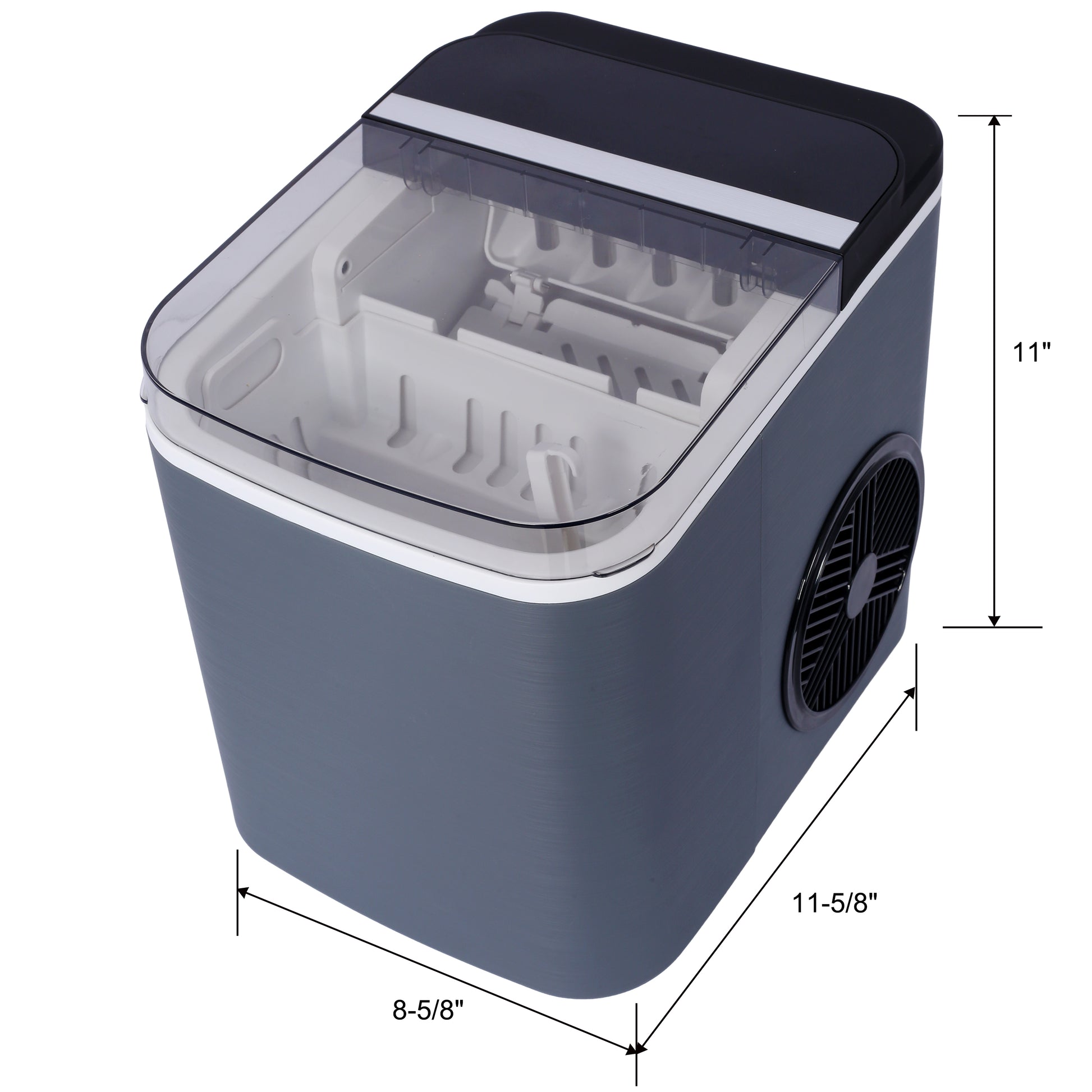 Ice Maker Countertop, Portable Ice Machine, Self Cleaning Ice Makers With Basket And Scoop, 9 Cubes In 6 Mins, 26 Lbs Per Day, Ideal For Home, Kitchen,Etl And Fda Certificate. Gray Plastic