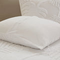 3 Piece Tufted Cotton Chenille Palm Duvet Cover Set King White Cotton