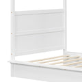 Twin Size Wood Led Canopy Bed, Canopy Platform Bed With Support Slats, No Box Spring Needed, White Twin White Plywood