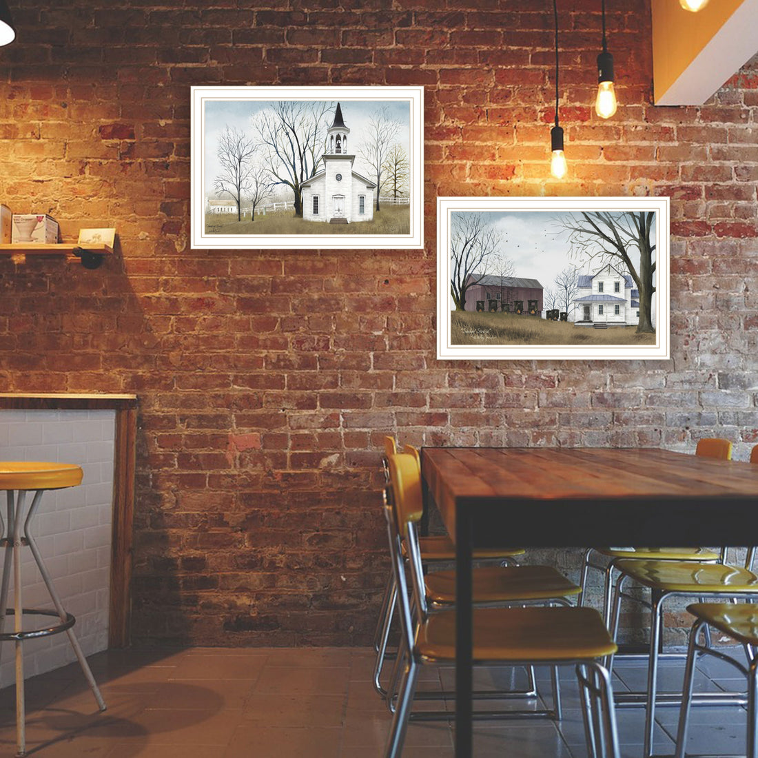 2 Piece Vignette Amazing Grace Sunday Service White Framed Wall Art For Living Room, Bedroom Wall Art Print For Home Decor By Billy Jacobs Multicolor Wood Paper