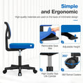 Low Back Mesh Armless Office Chair,Swivel Rolling Computer Chair No Arms With Lumbar Support, Blue Blue Metal