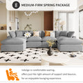 Modern Large U Shape Sectional Sofa, 2 Large Chaise With Removable Ottomans For Living Room Grey Polyester Primary Living Space Pillow Back American Design Polyester 6 Seat