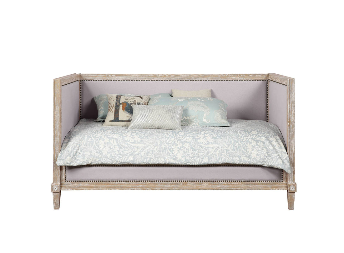 Beige And Weathered Oak Twin Daybed Twin Beige Wood Bedroom Pine Linen Wood